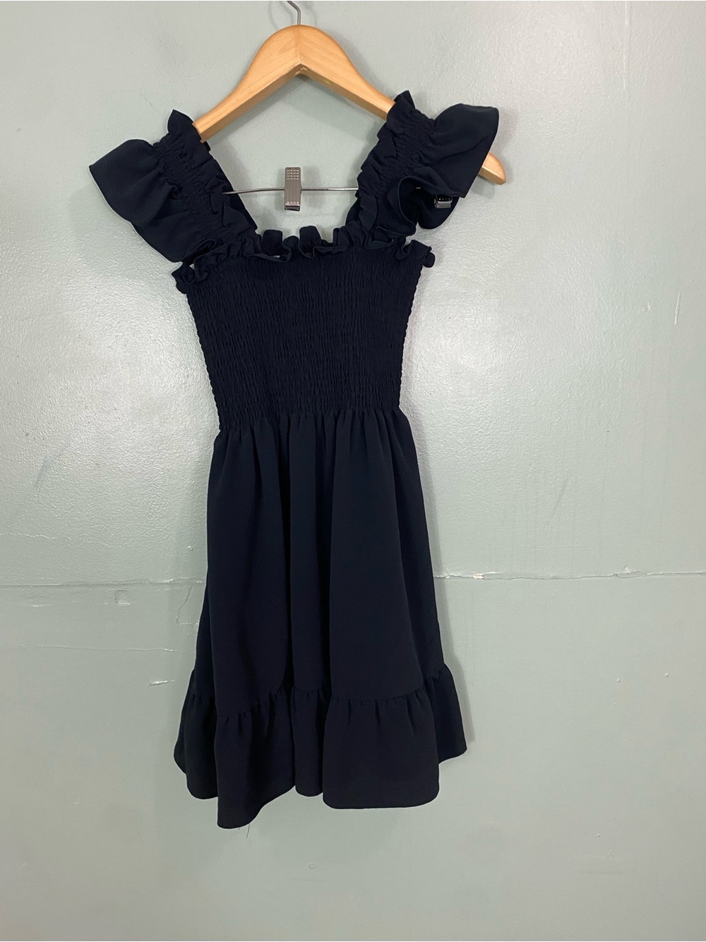 Hill House The Elizabeth Nap Dress Crepe Black Mini Smocked XXS - Picture 5 of 6